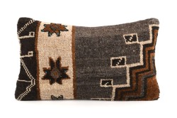 Brown, Cream Ethnic Anatolian Rectangle Vintage Pillow 504-12