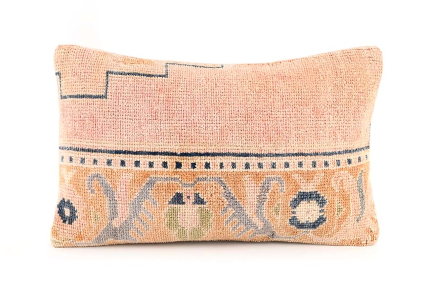 Powder Pink, Terra-Cotta Ethnic Anatolian Rectangle Vintage Pillow 504-4