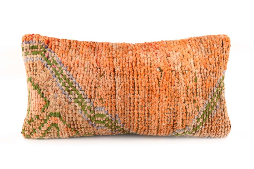 Orange, Green Ethnic Anatolian Rectangle Vintage Pillow 490-6
