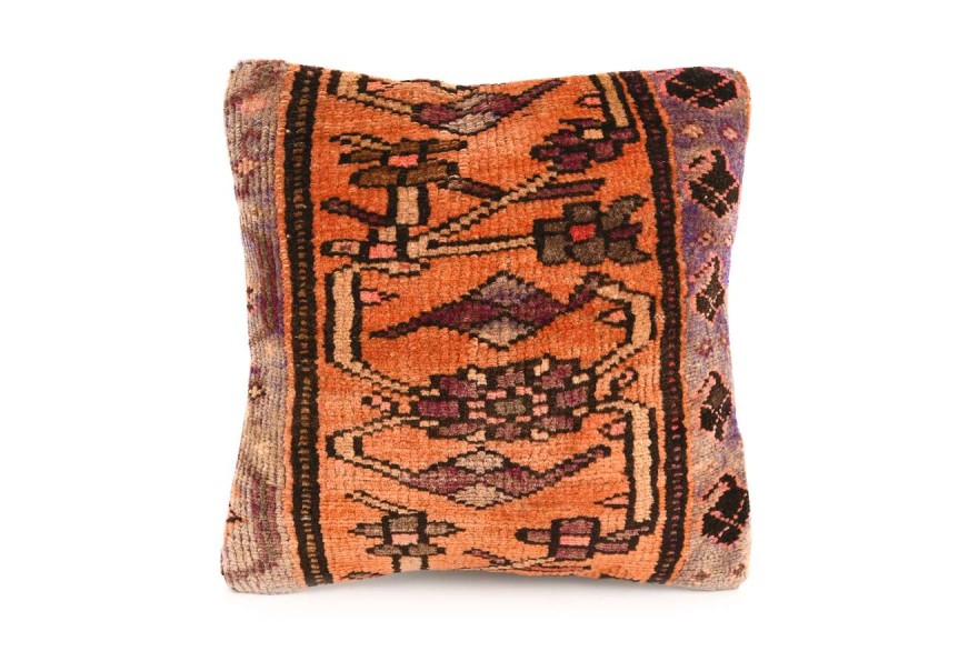 Orange, Dark Beige Ethnic Anatolian Square Vintage Pillow 520-15