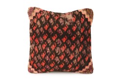 Dark Burgundy, Vermilion Ethnic Anatolian Square Vintage Pillow 520-18