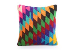 Colorful Ethnic Anatolian Square Killim Pillow 491-21