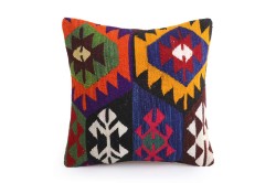 Colorful Ethnic Anatolian Square Killim Pillow 491-22