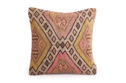 Dark Beige Ethnic Anatolian Square Killim Pillow 491-33