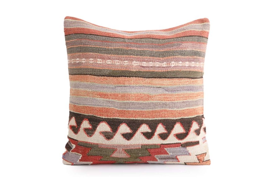 Beige, Brown Ethnic Anatolian Square Killim Pillow 491-35