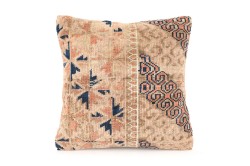 Beige, Baby, Navy Blue Ethnic Anatolian Square Vintage Pillow 494-17