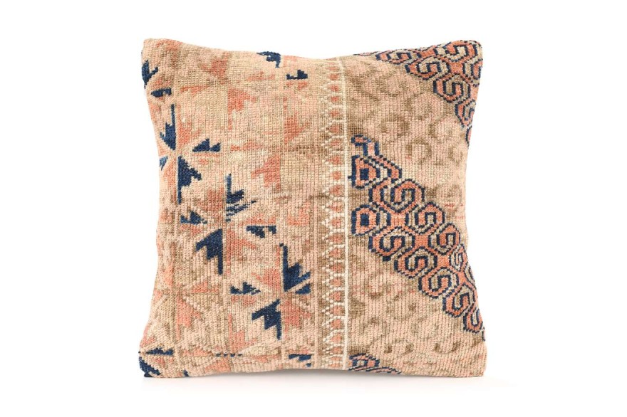 Beige, Baby, Navy Blue Ethnic Anatolian Square Vintage Pillow 494-17