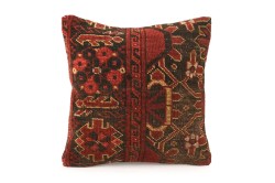 Burgundy, Brown Ethnic Anatolian Square Vintage Pillow 494-34
