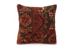 Burgundy, Brown Ethnic Anatolian Square Vintage Pillow 494-36