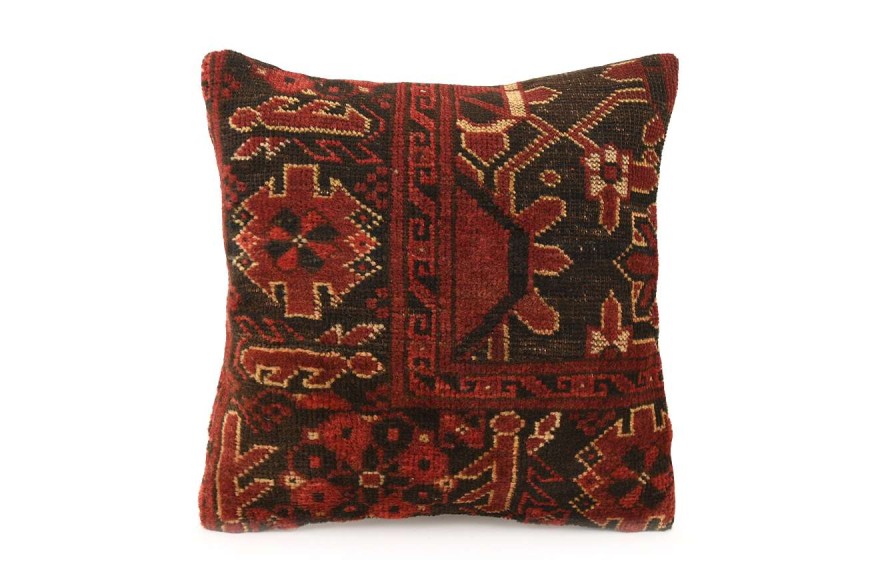 Burgundy, Brown Ethnic Anatolian Square Vintage Pillow 494-36