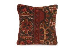 Burgundy, Brown Ethnic Anatolian Square Vintage Pillow 494-39
