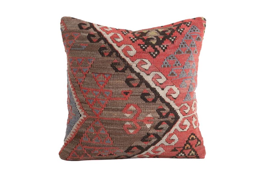 Brown, Terra Cotta Ethnic Anatolian Square Killim Pillow 495-24