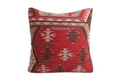 Red Ethnic Anatolian Square Killim Pillow 495-3