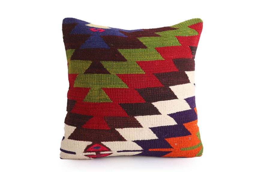 Colorful Ethnic Anatolian Square Killim Pillow 495-34