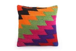 Colorful Ethnic Anatolian Square Killim Pillow 495-46