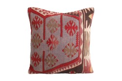 Colorful Ethnic Anatolian Square Killim Pillow 495-9