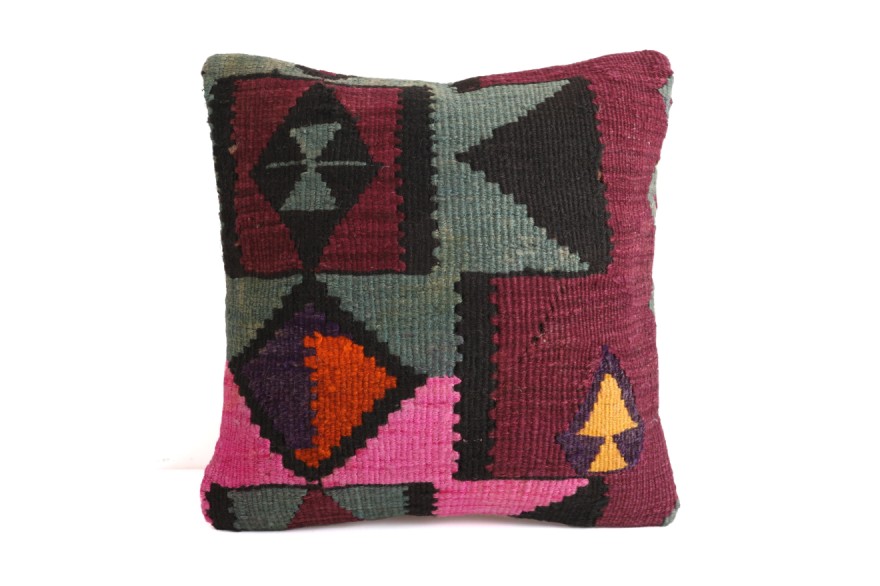 Colorful Ethnic Anatolian Square Killim Pillow 495-21