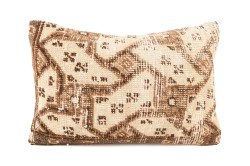 Cream, Brown Ethnic Anatolian Rectangle Vintage Pillow 503-10