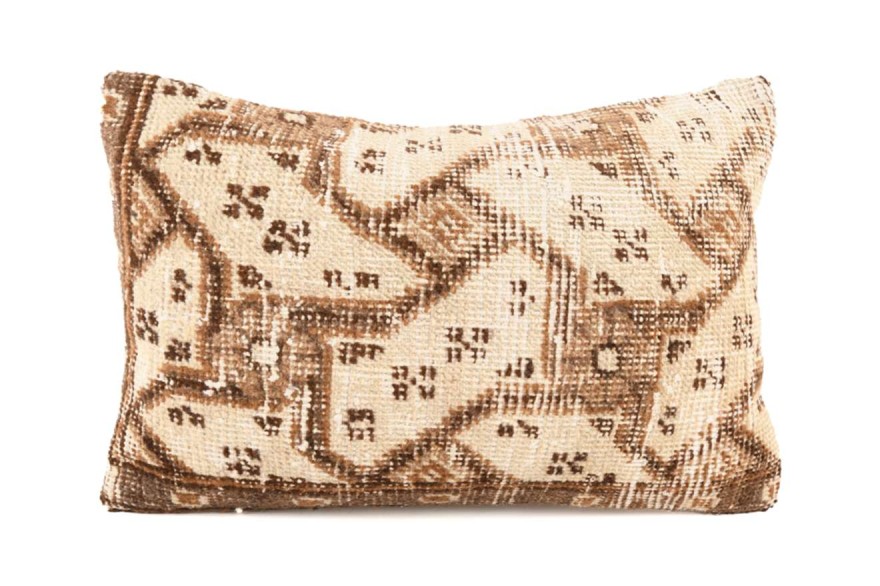 Cream, Brown Ethnic Anatolian Rectangle Vintage Pillow 503-10