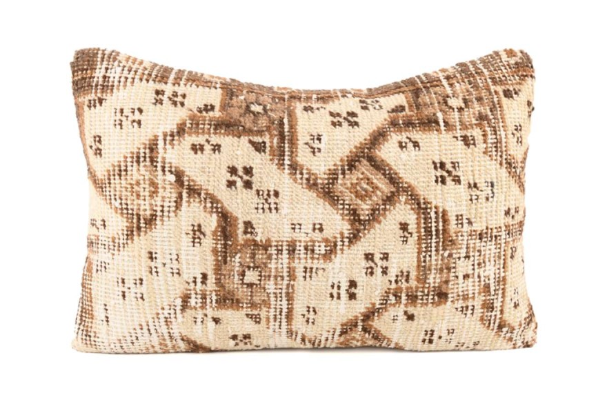 Cream, Brown Ethnic Anatolian Rectangle Vintage Pillow 503-11