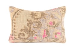 Cream, Beige, Pink Ethnic Anatolian Rectangle Vintage Pillow 503-2