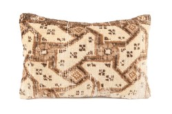 Cream, Brown Ethnic Anatolian Rectangle Vintage Pillow 503-9
