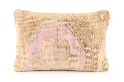 Powder Pink, Beige Ethnic Anatolian Rectangle Vintage Pillow 509-10