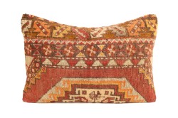 Terra-Cotta, Light Terra-Cotta Ethnic Anatolian Rectangle Vintage Pillow 509-17