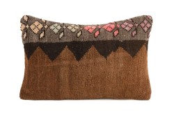 Brown, Dark Brown Ethnic Anatolian Rectangle Vintage Pillow 509-19