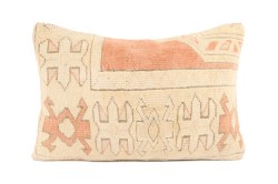 Cream, Light Terra-Cotta Ethnic Anatolian Rectangle Vintage Pillow 509-24