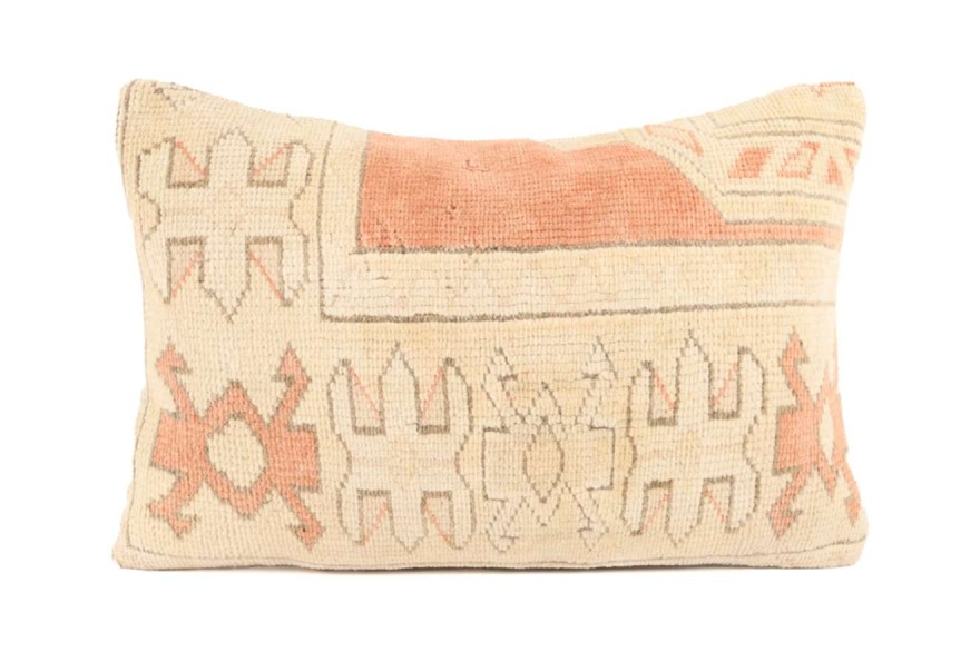 Cream, Light Terra-Cotta Ethnic Anatolian Rectangle Vintage Pillow 509-24