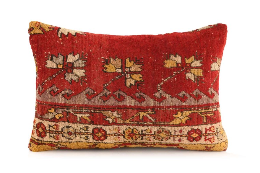 Red, Mustard Ethnic Anatolian Rectangle Vintage Pillow 509-3