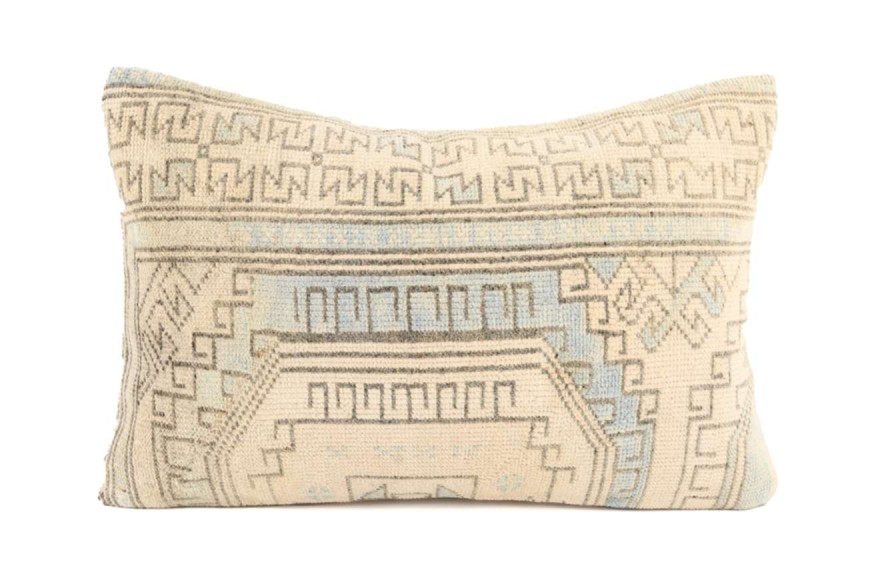 Cream, Gray Ethnic Anatolian Rectangle Vintage Pillow 509-32