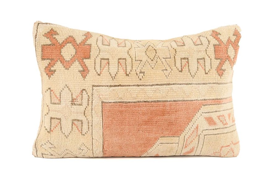 Light Terra-Cotta, Cream Ethnic Anatolian Rectangle Vintage Pillow 509-38