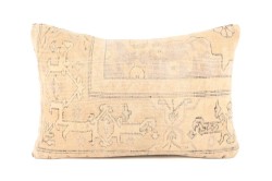 Cream Ethnic Anatolian Rectangle Vintage Pillow 509-39