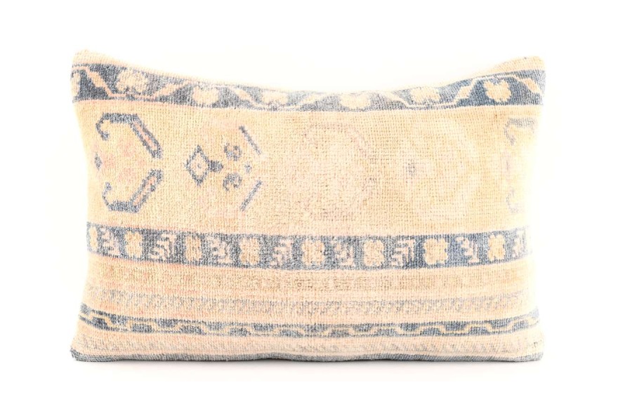 Cream, Gray Ethnic Anatolian Rectangle Vintage Pillow 509-5