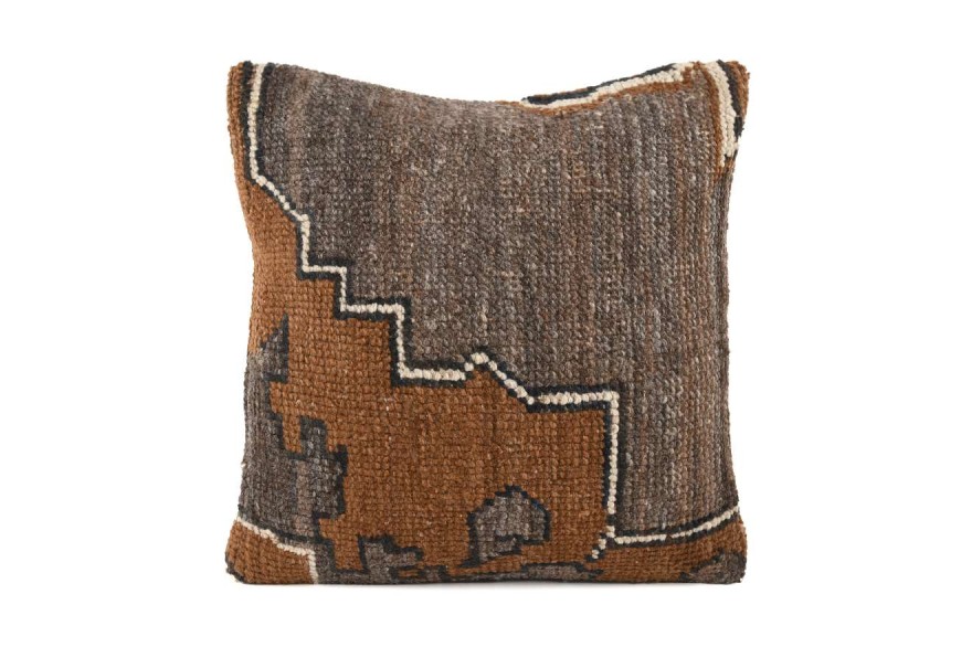 Dark Brown, Light Brown Ethnic Anatolian Square Vintage Pillow 485-16