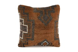 Brown, Gray Ethnic Anatolian Square Vintage Pillow 485-7