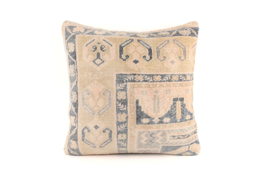 Cream Ethnic Anatolian Square Vintage Pillow 515-1