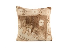 Brown, Cream Ethnic Anatolian Square Vintage Pillow 515-12