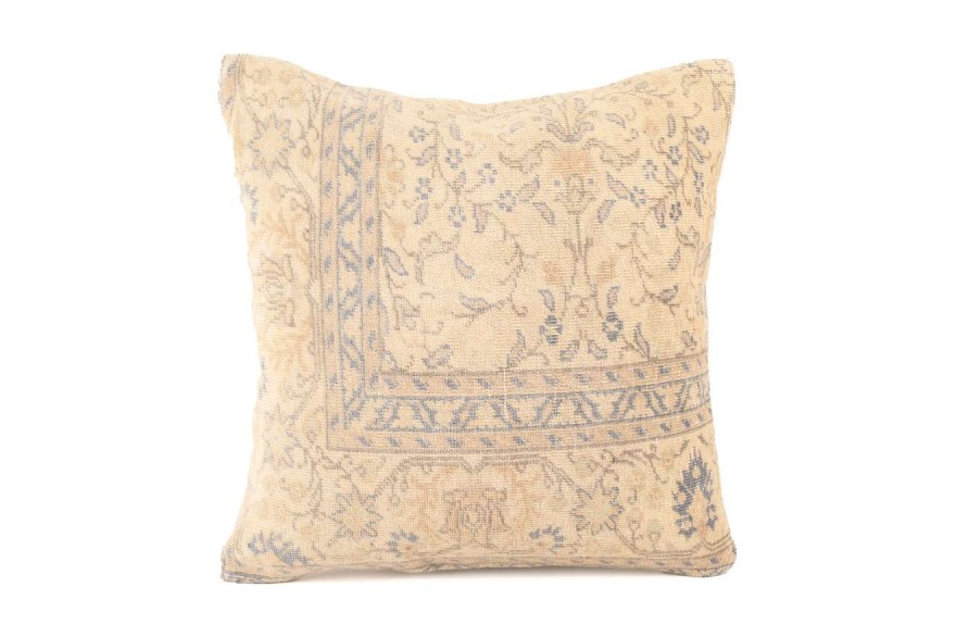 Cream, Baby Blue Ethnic Anatolian Square Vintage Pillow 515-19