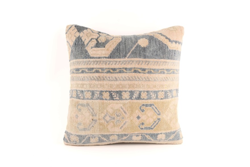 Cream, Gray Ethnic Anatolian Square Vintage Pillow 515-2