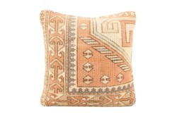 Pale Red, Cream Ethnic Anatolian Square Vintage Pillow 515-20