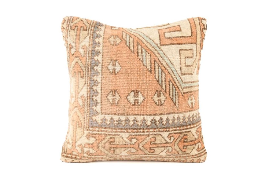 Pale Red, Cream Ethnic Anatolian Square Vintage Pillow 515-21