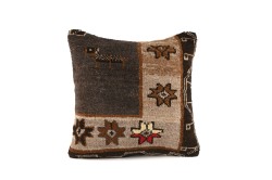 Brown, Beige Ethnic Anatolian Square Vintage Pillow 515-3