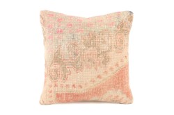 Cream, Pale Red Ethnic Anatolian Square Vintage Pillow 515-30