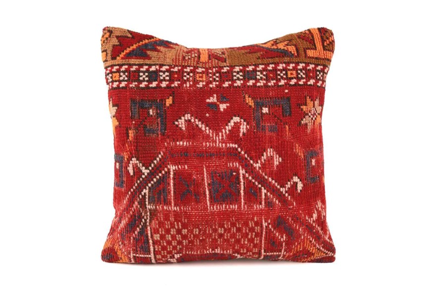 Red Ethnic Anatolian Square Vintage Pillow 515-33