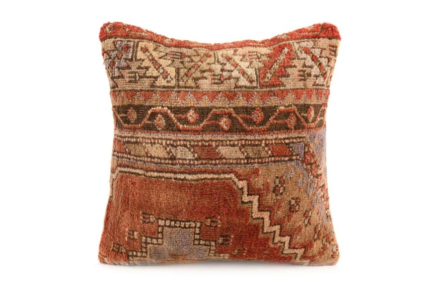 Brown, Terra-Cotta Ethnic Anatolian Square Vintage Pillow 515-39