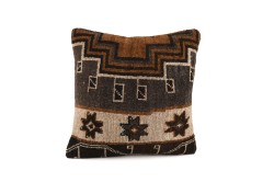 Brown, Beige Ethnic Anatolian Square Vintage Pillow 515-4