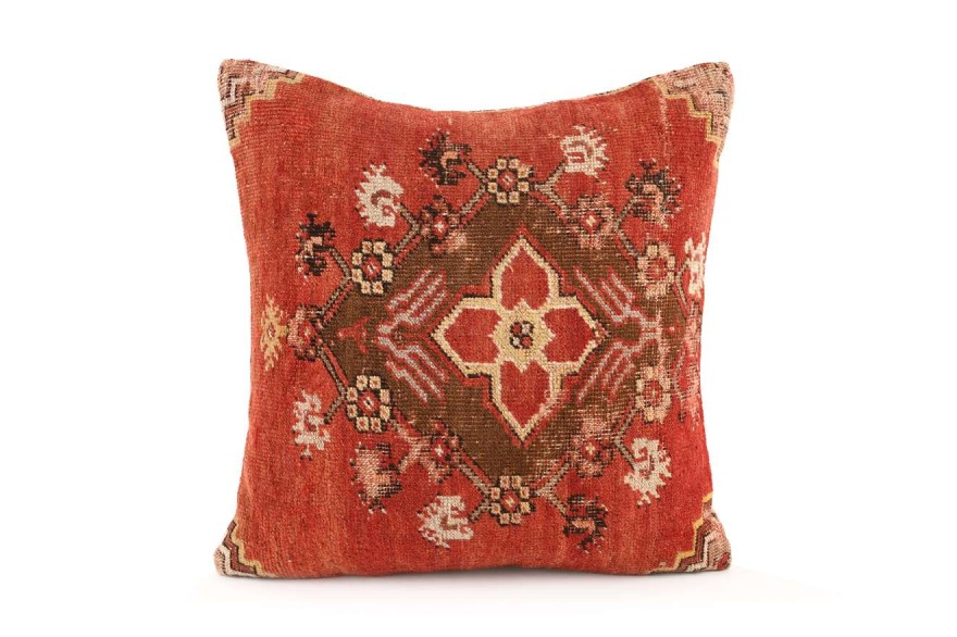 Terra-Cotta, Brown Ethnic Anatolian Square Vintage Pillow 515-44